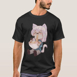 Chibi Cat Anime Girl Cute Kawaii japansk katt Rame T Shirt
