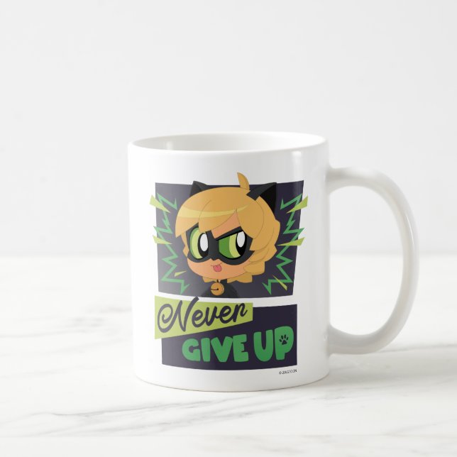 Chibi Cat Noir Aldrig Ge Up Kaffemugg (Höger)