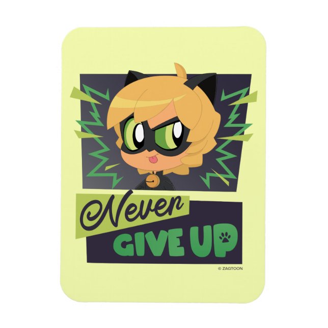 Chibi Cat Noir Aldrig Ge Up Magnet (Vertikal)
