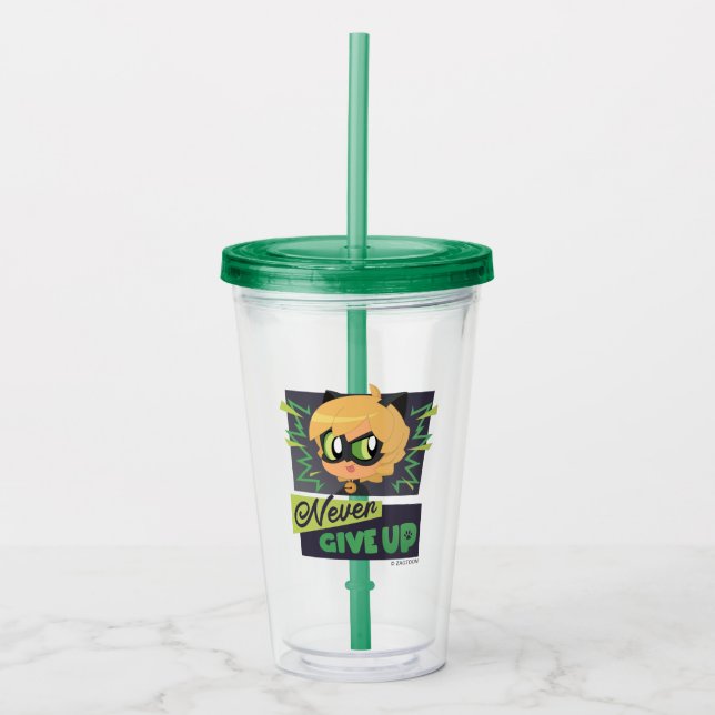 Chibi Cat Noir Aldrig Ge Up Take Away Mugg (Framsida)