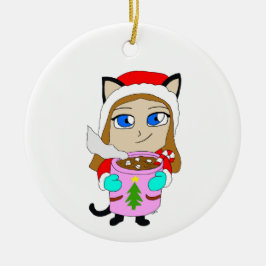 chibi catgirl ceramic ornament