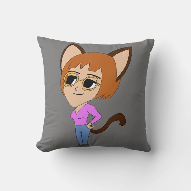 Chibi catgirl dekorativ kudde (Framsida)
