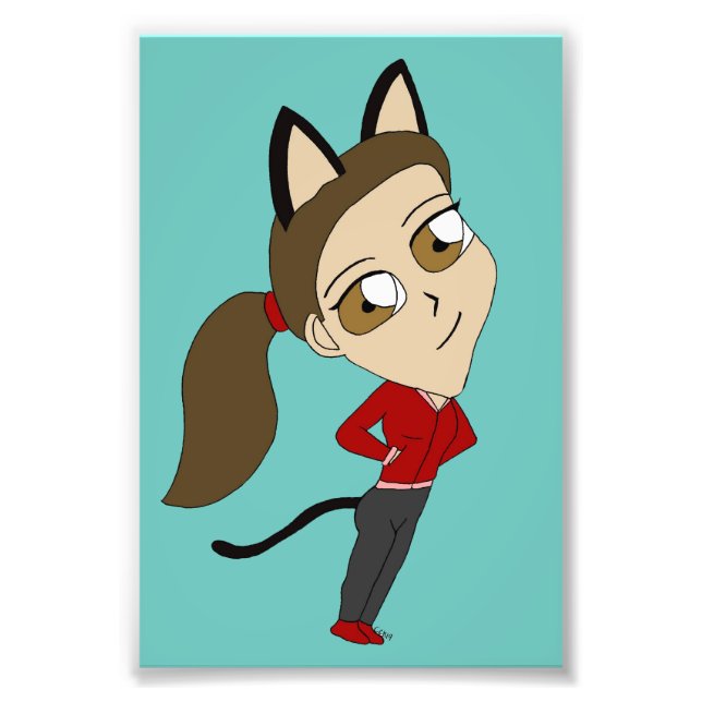 chibi catgirl fototryck (Framsidan)