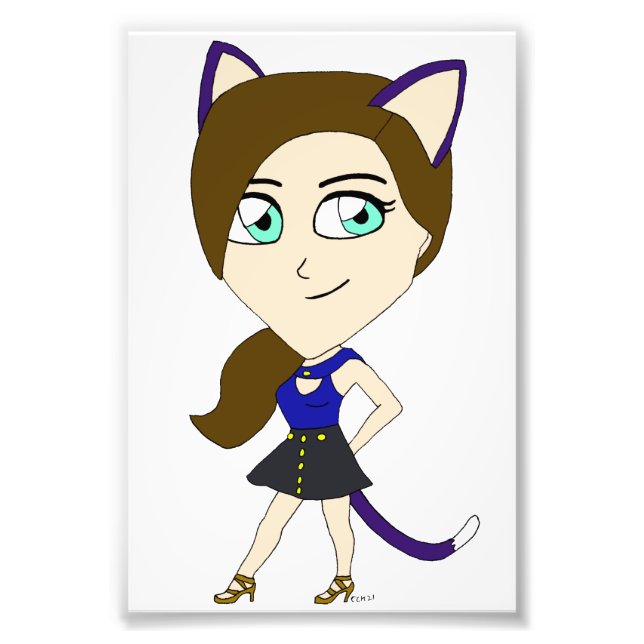 chibi catgirl fototryck (Framsidan)