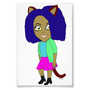 chibi catgirl fototryck
