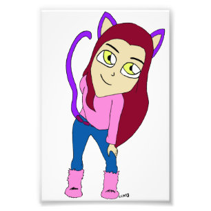 chibi catgirl fototryck