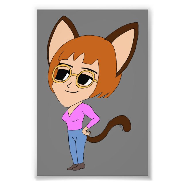 chibi catgirl fototryck (Framsidan)