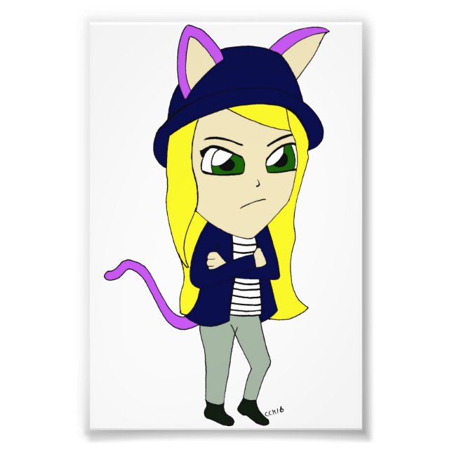 chibi catgirl fototryck (Framsidan)