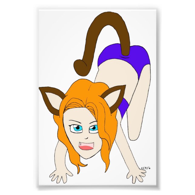 chibi catgirl fototryck (Framsidan)