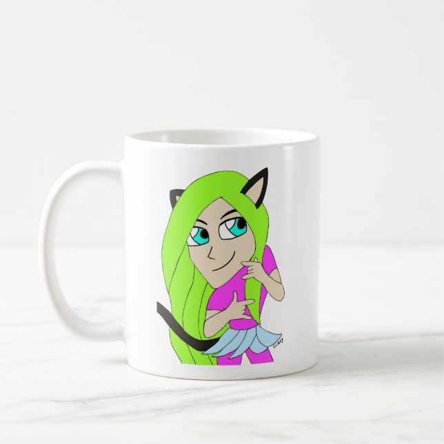 chibi catgirl kaffemugg (Vänster)