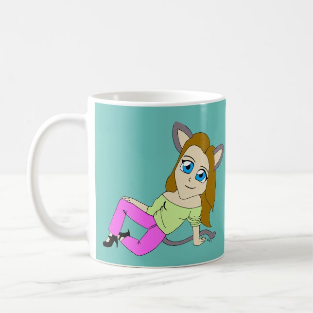 chibi catgirl kaffemugg (Vänster)