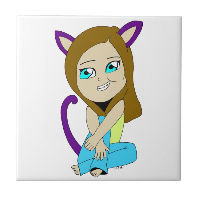 chibi catgirl kakelplatta (Framsidan)