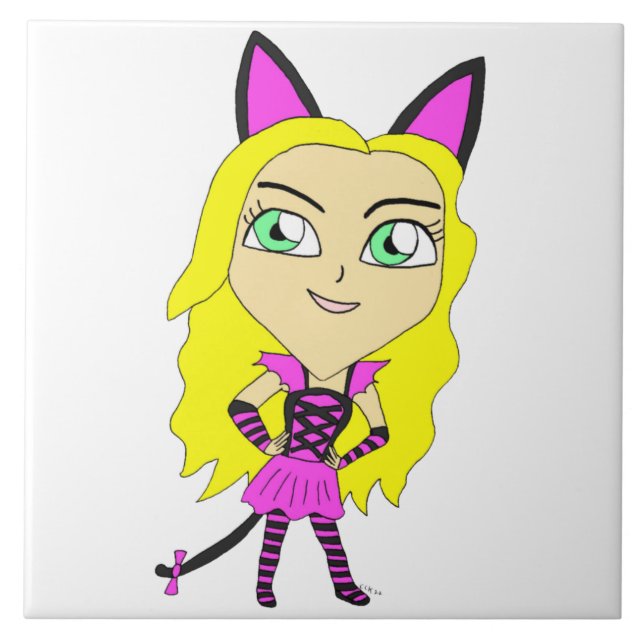 chibi catgirl kakelplatta (Framsidan)