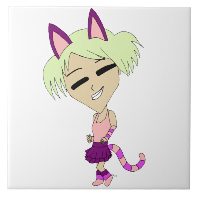 chibi catgirl kakelplatta (Framsidan)
