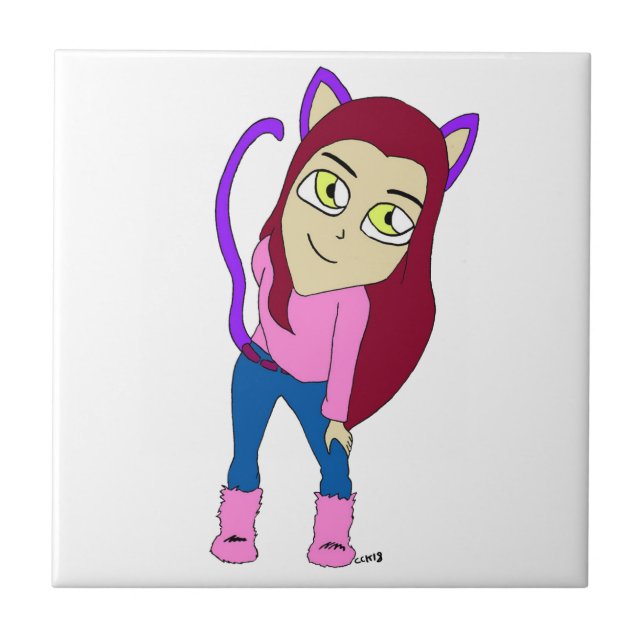 chibi catgirl kakelplatta (Framsidan)