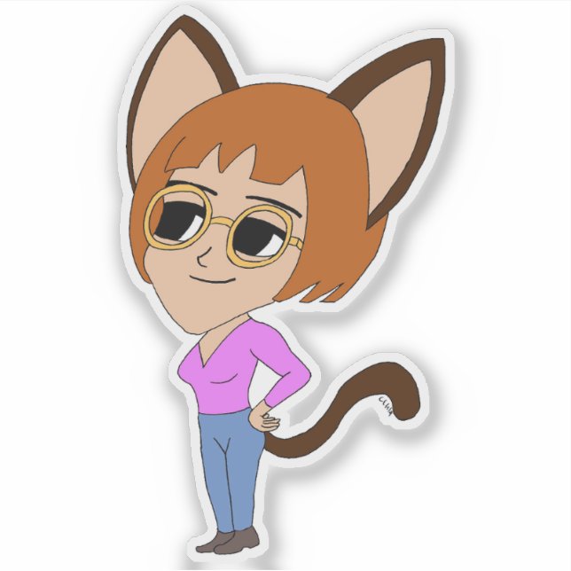 chibi catgirl klistermärken (Framsida)