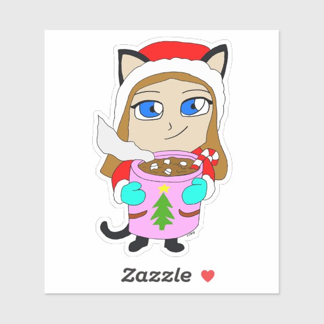 chibi catgirl klistermärken (Ark)