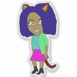 chibi catgirl klistermärken