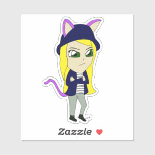 chibi catgirl klistermärken