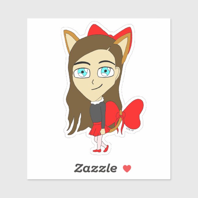 chibi catgirl klistermärken (Ark)