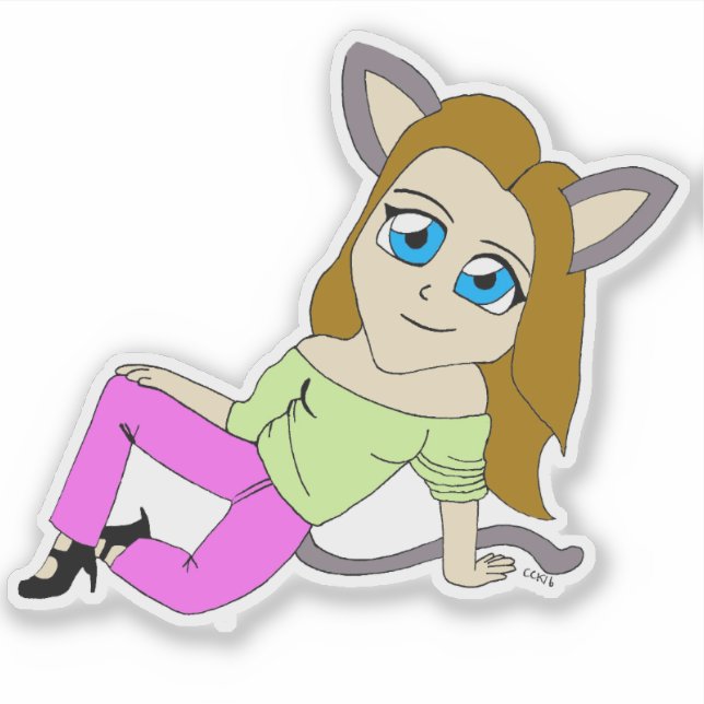 chibi catgirl klistermärken (Framsida)