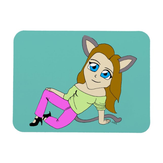 chibi catgirl magnet (Horisontell)