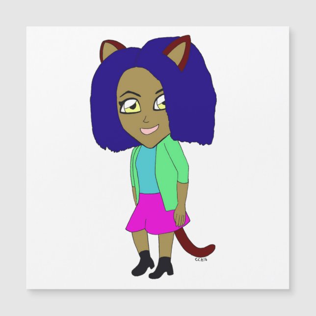 chibi catgirl magnet (Framsida)
