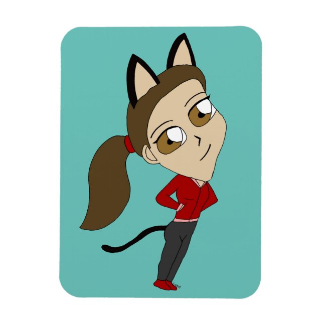 chibi catgirl   magnet (Vertikal)