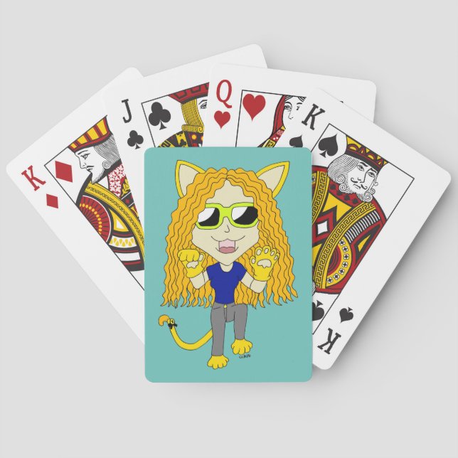 Chibi Catgirl med tassar Casinokort (Baksidan)