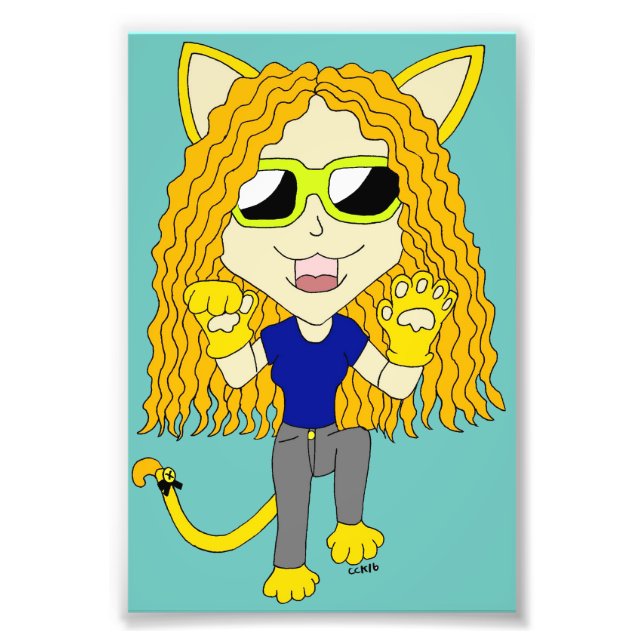 Chibi Catgirl med tassar Fototryck (Framsidan)