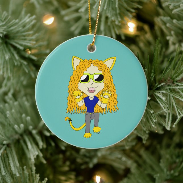 Chibi Catgirl med tassar Julgransprydnad Keramik (Träd)