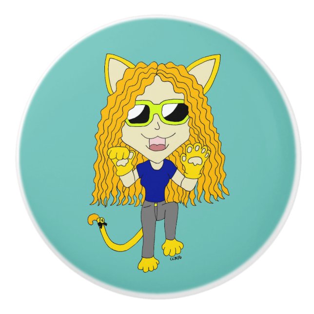 Chibi Catgirl med tassar Knopp (Framsidan)