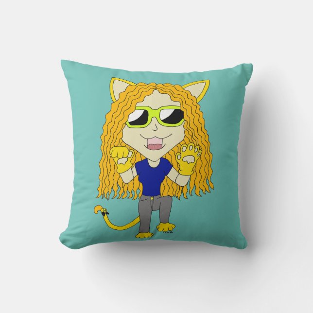 Chibi Catgirl med tassar Kudde (Framsida)