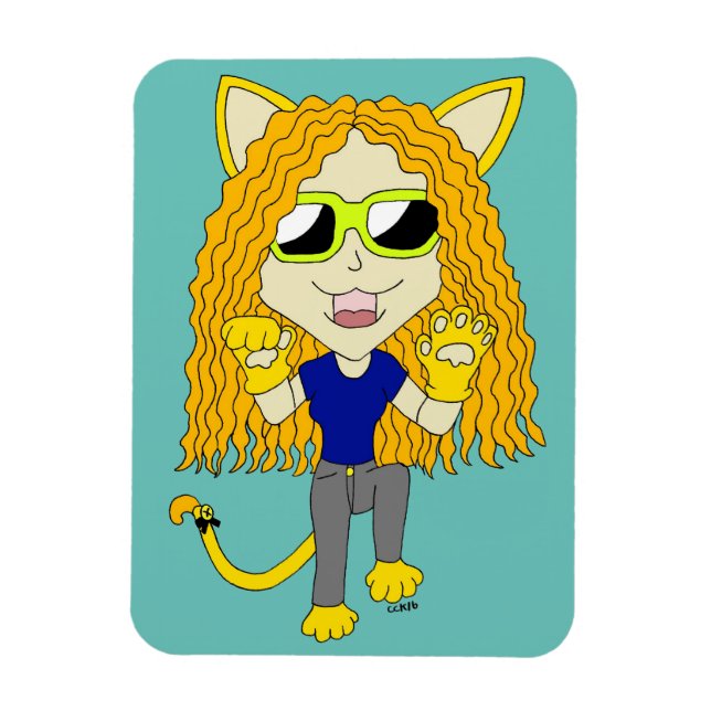 Chibi Catgirl med tassar Magnet (Vertikal)