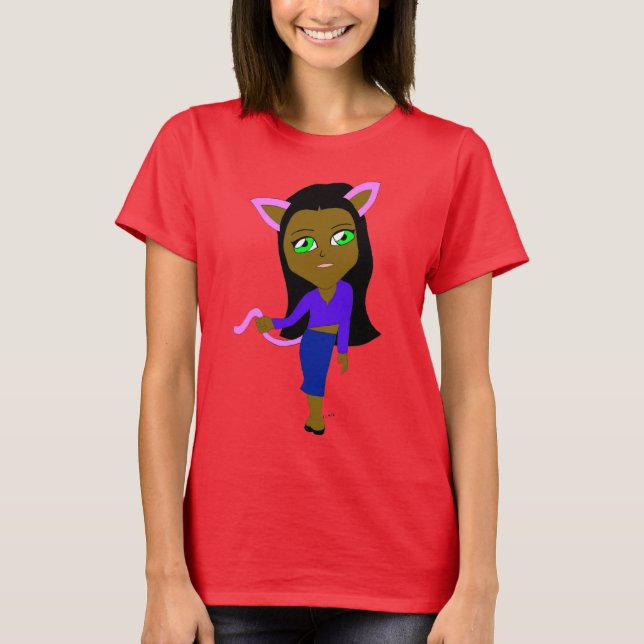 chibi catgirl t shirt (Framsida)