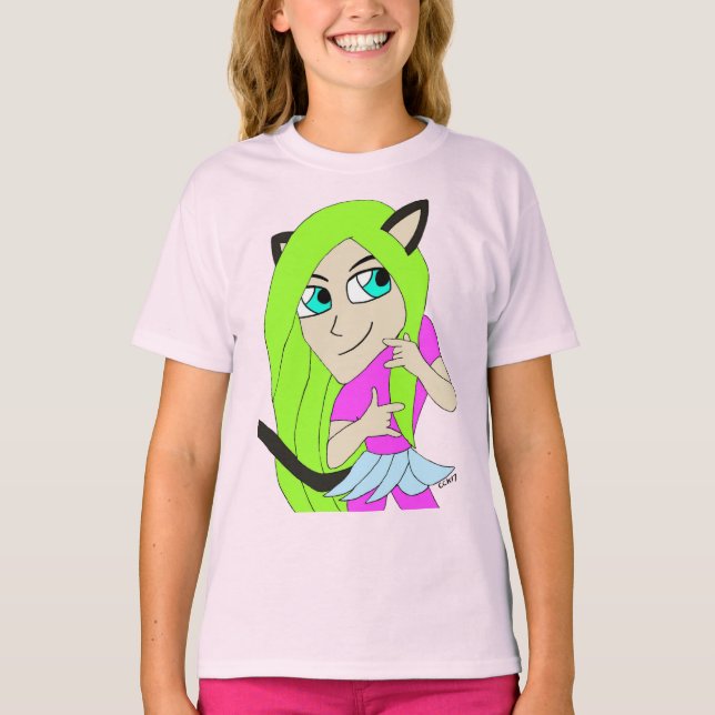 chibi catgirl t shirt (Framsida)