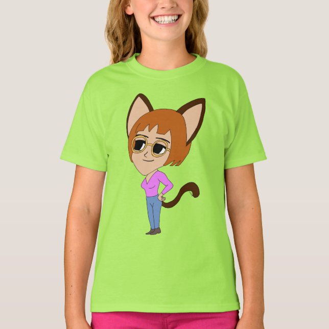 chibi catgirl t shirt (Framsida)