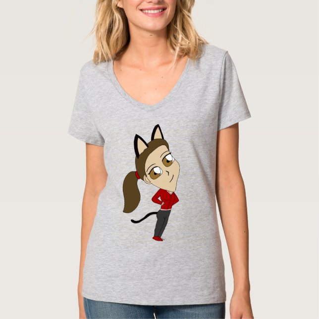 chibi catgirl t shirt (Framsida)