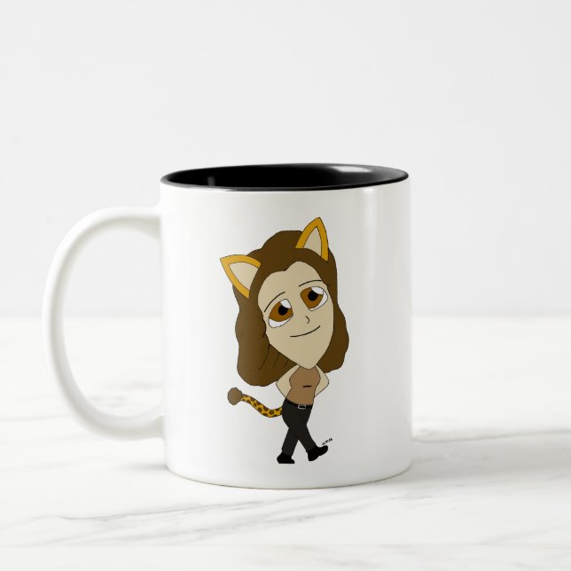 chibi catgirl Två-Tonad mugg (Vänster)