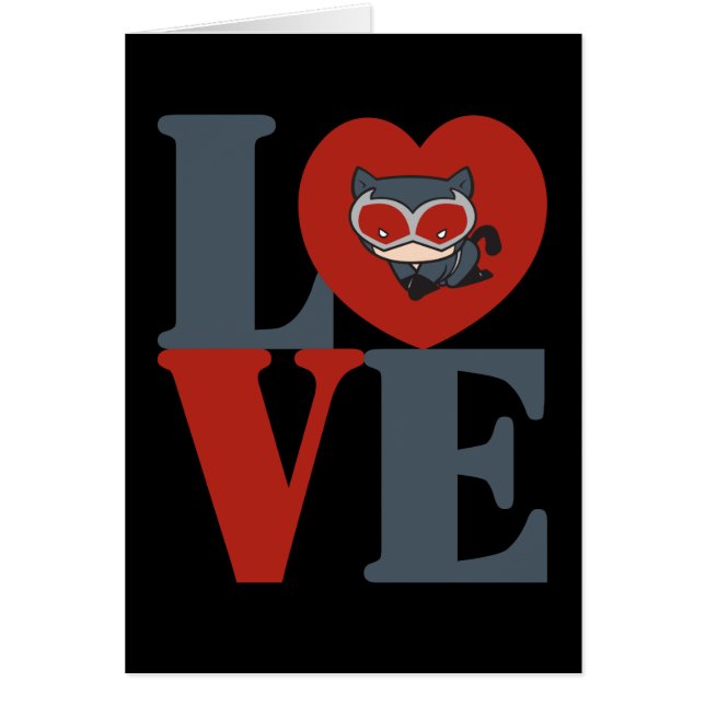Chibi Catkvinna KÄRLEK Hälsningskort (Framsidan)