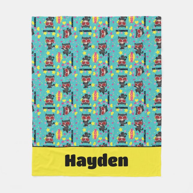 Chibi Catkvinna Mönster Fleecefilt (Framsidan)