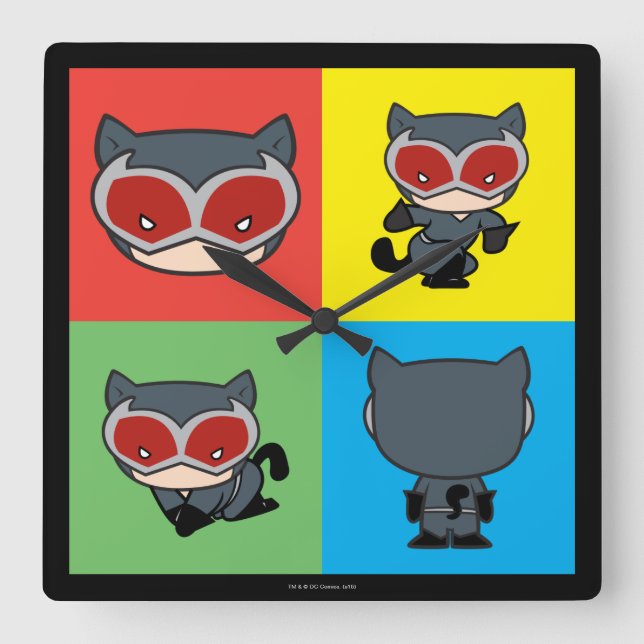Chibi Catwomen Character Poster Fyrkantig Klocka (Framsida)
