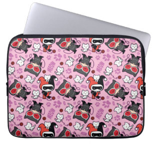 Chibi Catwomen, Harley Quinn och Kittens Mönster Laptop Sleeve