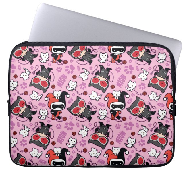 Chibi Catwomen, Harley Quinn och Kittens Mönster Laptop Sleeve (Framsidan)
