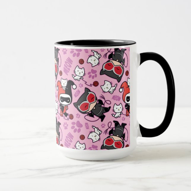Chibi Catwomen, Harley Quinn och Kittens Mönster Mugg (Höger)