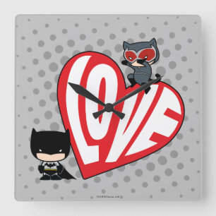 Chibi Catwomen Pouning på Batman Fyrkantig Klocka
