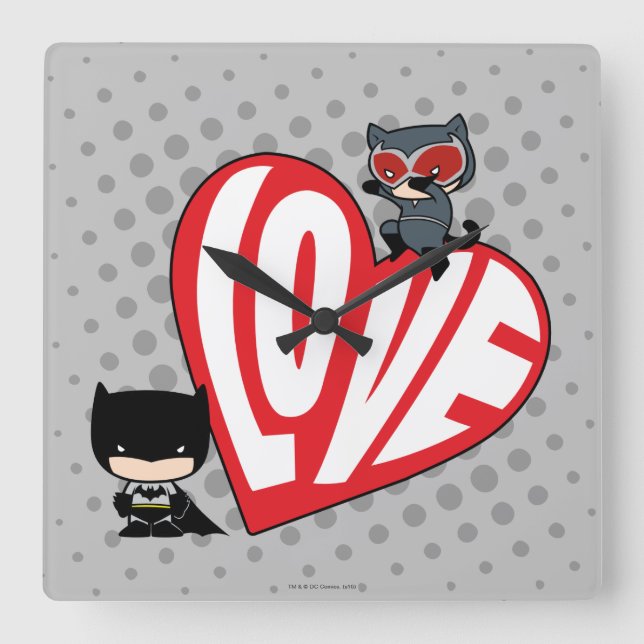 Chibi Catwomen Pouning på Batman Fyrkantig Klocka (Framsida)