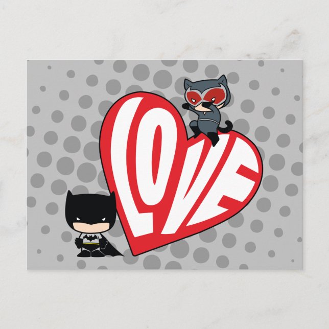 Chibi Catwomen Pouning på Batman Vykort (Framsida)