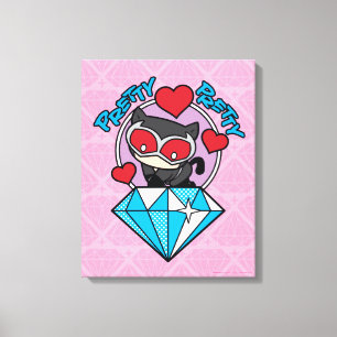 Chibi Catwomen Sitta Atop Large Diamond Canvastryck