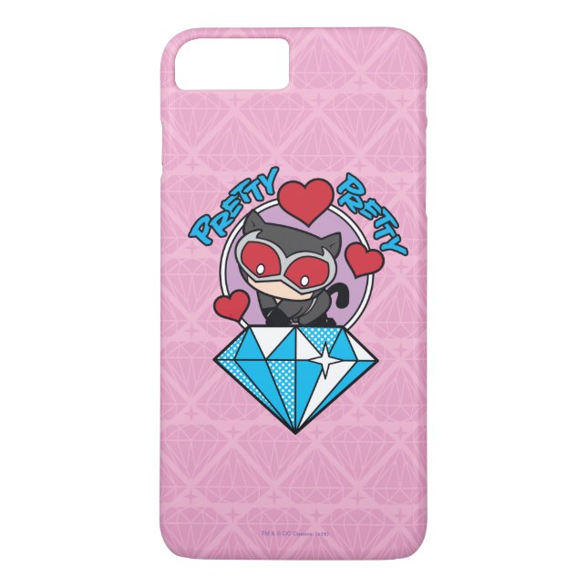 Chibi Catwomen Sitta Atop Large Diamond Case-Mate iPhone Skal (Baksida)